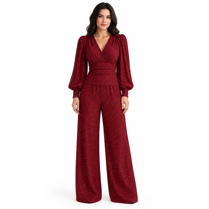 👖 Zweiteiliges Damen-Outfit mit V-Ausschnitt