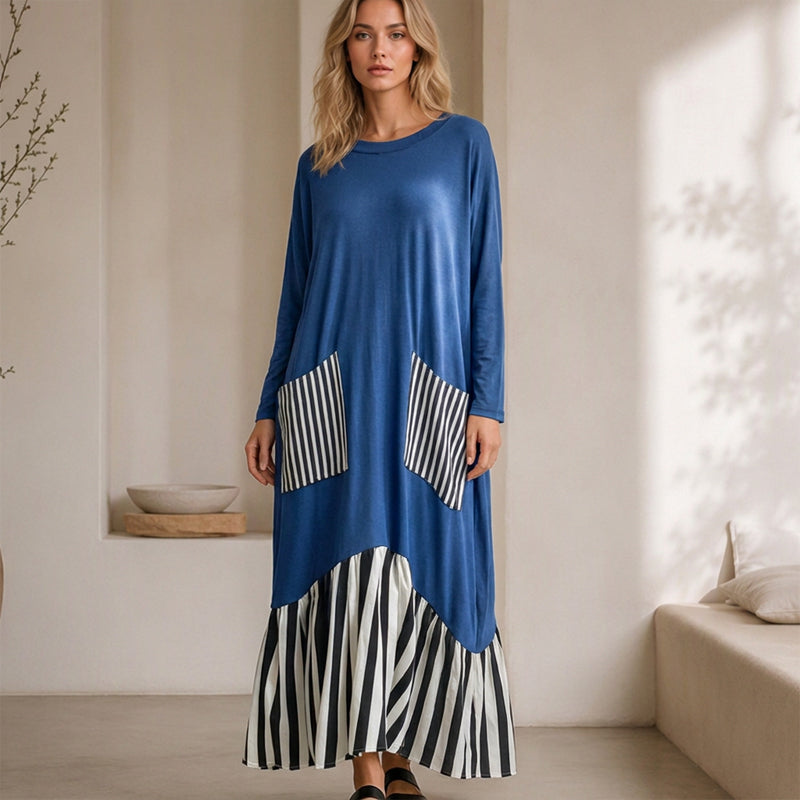 👗 Maxikleid mit Streifen-Patchwork