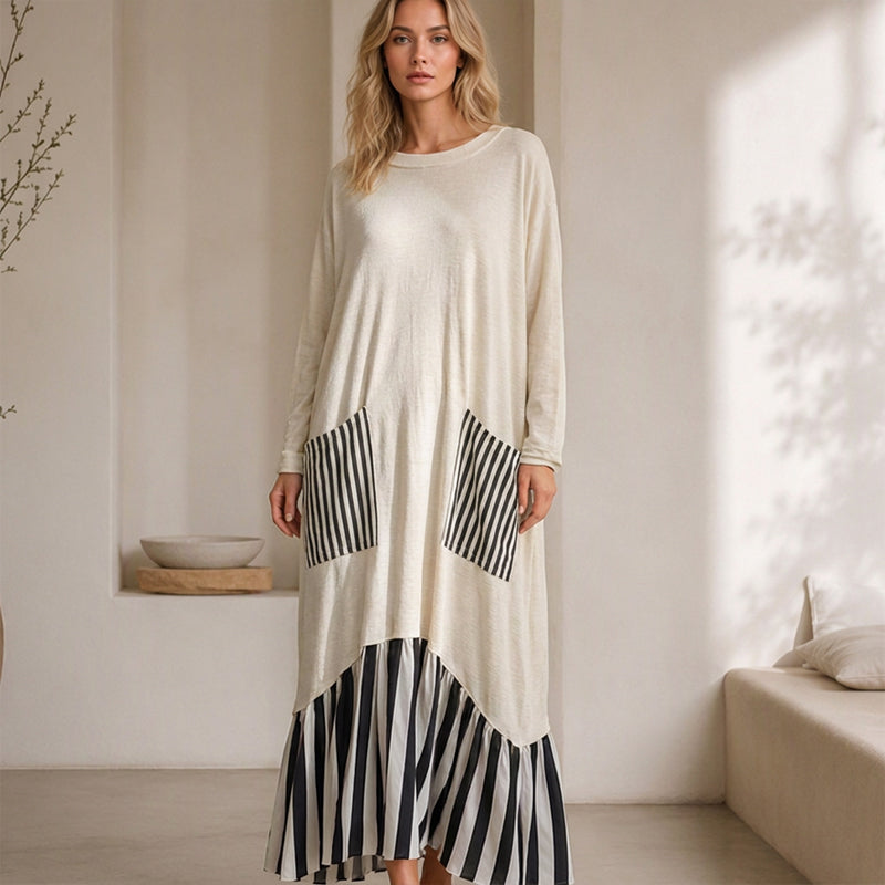 👗 Maxikleid mit Streifen-Patchwork