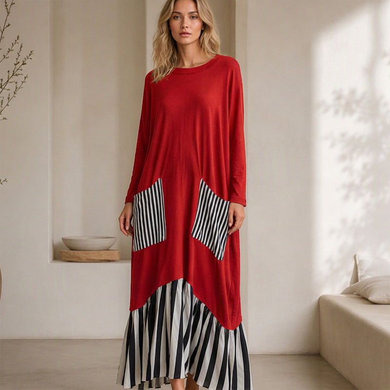 👗 Maxikleid mit Streifen-Patchwork
