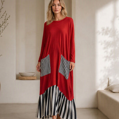 👗 Maxikleid mit Streifen-Patchwork