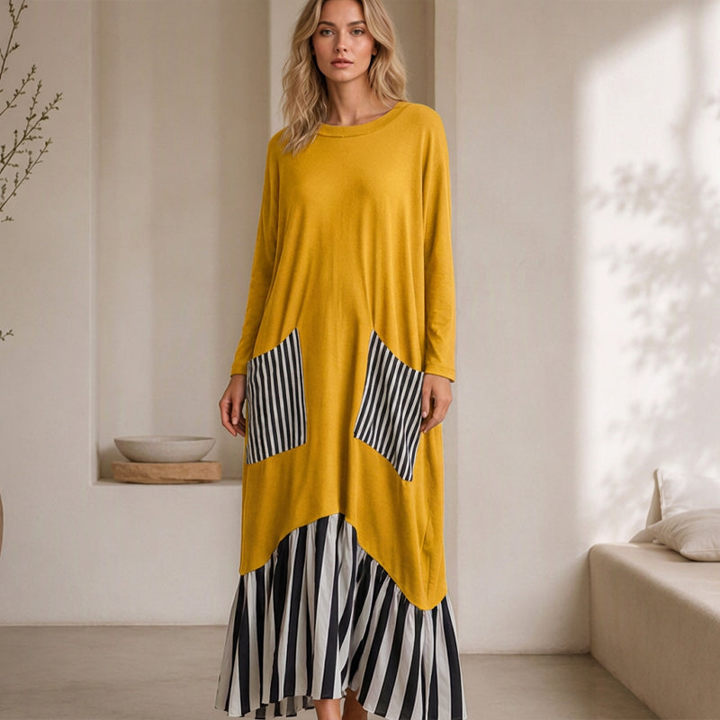 👗 Maxikleid mit Streifen-Patchwork