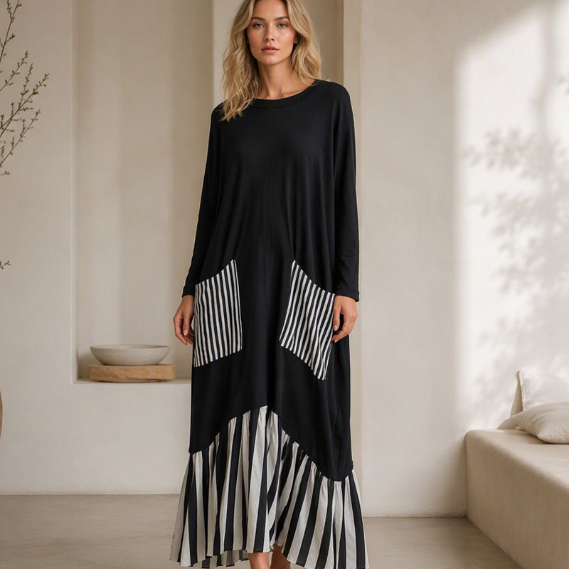 👗 Maxikleid mit Streifen-Patchwork