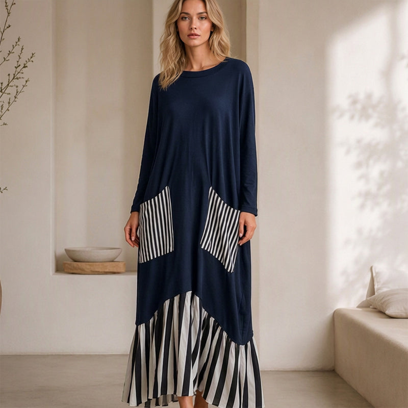 👗 Maxikleid mit Streifen-Patchwork