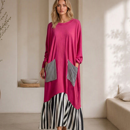 👗 Maxikleid mit Streifen-Patchwork