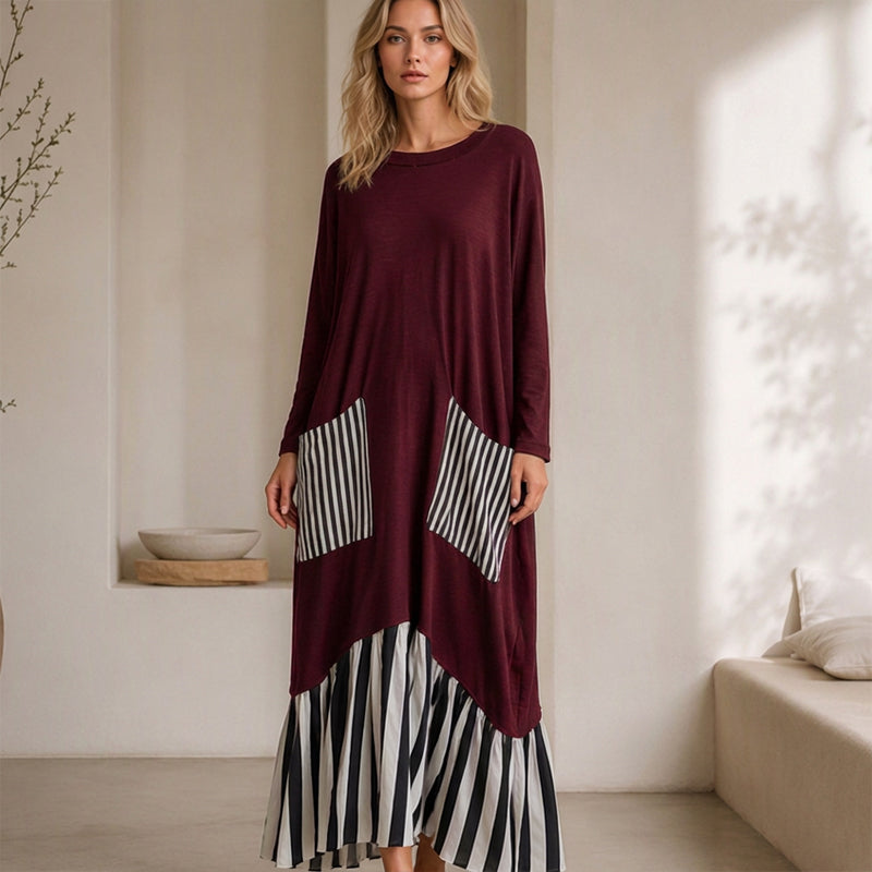 👗 Maxikleid mit Streifen-Patchwork