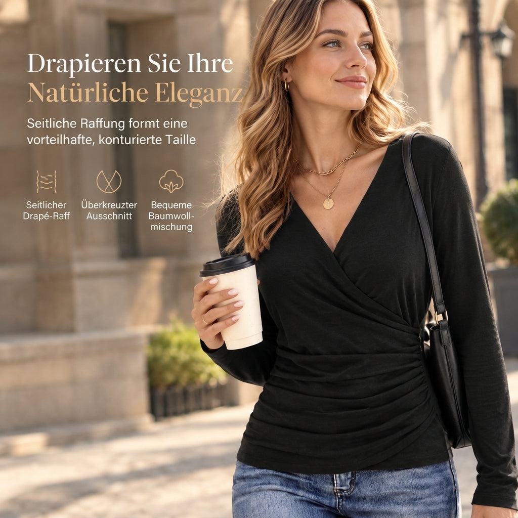 👕 Damen-Top V-Ausschnitt Raffung