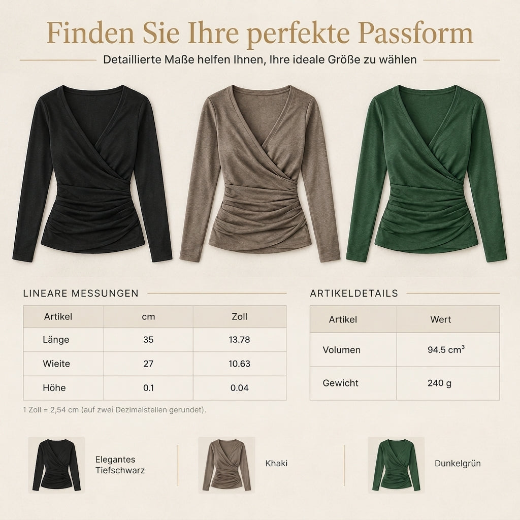 👕 Damen-Top V-Ausschnitt Raffung