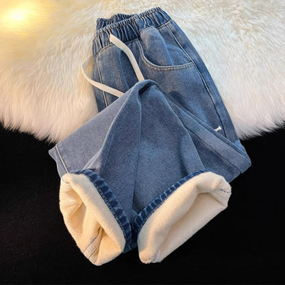 👖 Damen Jeans warm gefüttert gerades Bein