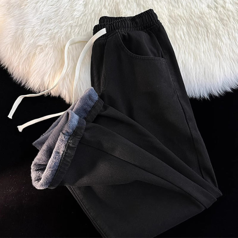 👖 Damen Jeans warm gefüttert gerades Bein
