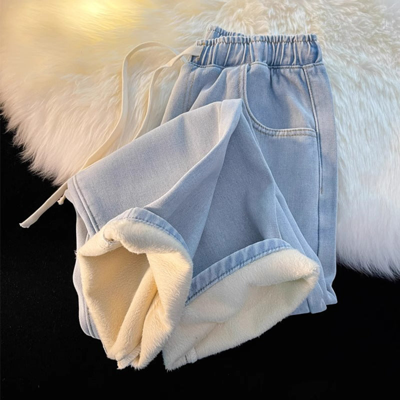 👖 Damen Jeans warm gefüttert gerades Bein