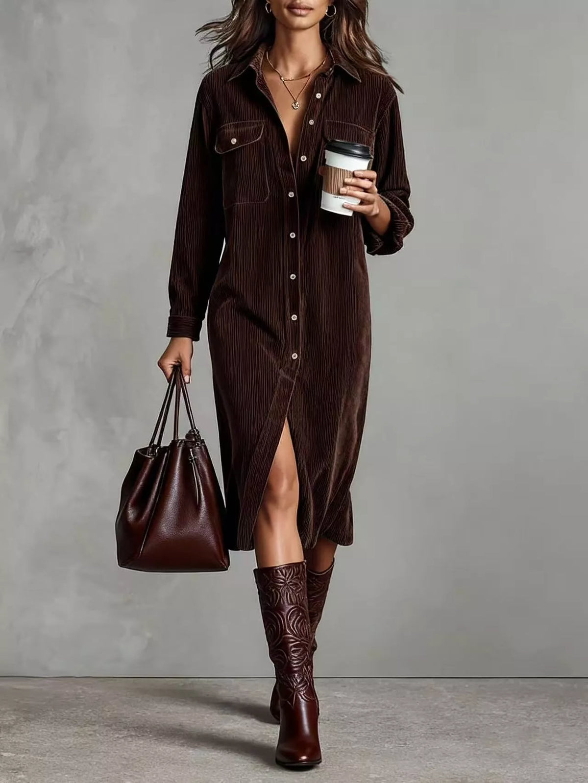Lässiges Fashion-Hemdkleid für Damen