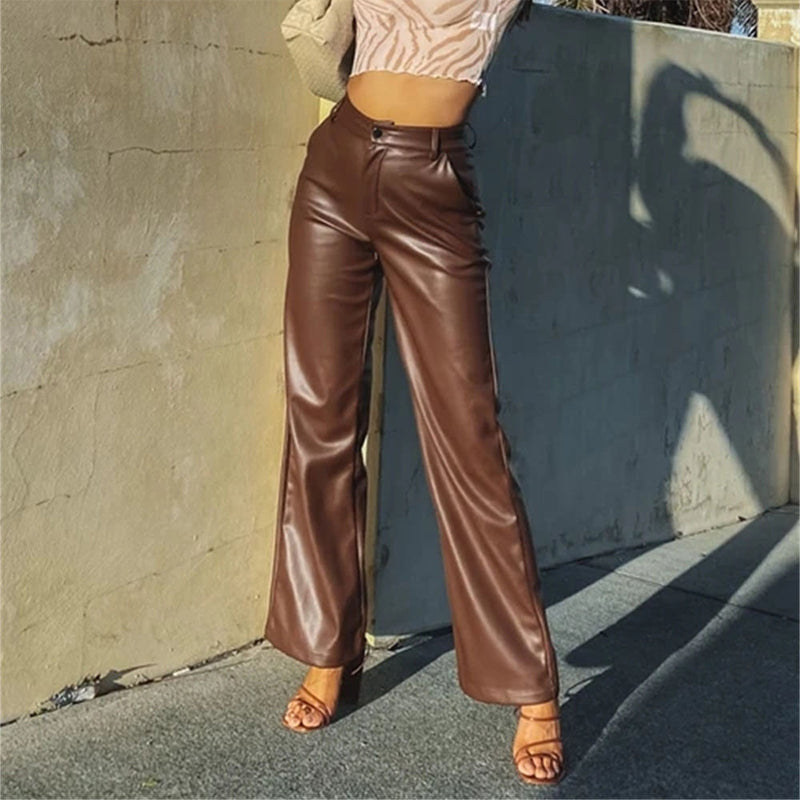 Versatile High-Waist Faux Leather Pants