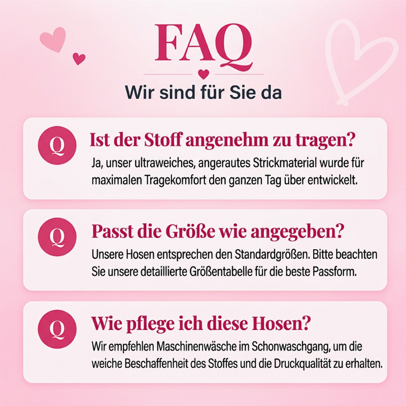 👖 Damen Plüschhose Herzprint weit