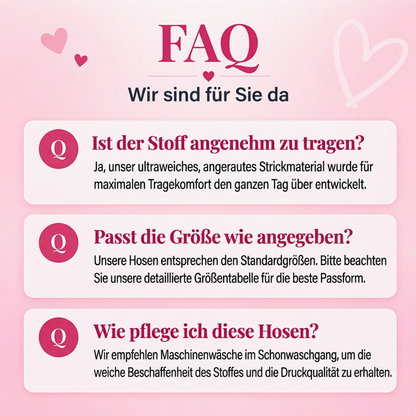 👖 Damen Plüschhose Herzprint weit