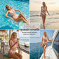 Set de bikini cu talie înaltă și imprimeu pentru femei, asortat cu sandale confortabile din tricot