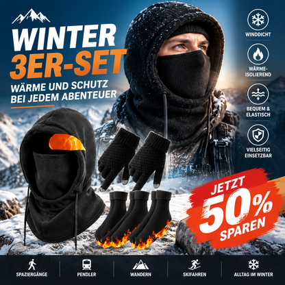 ❄️Halten Sie sich den ganzen Winter warm! 3‑Teil‑Set: Mütze + Handschuhe + Socken + Gesichtsmaske✨